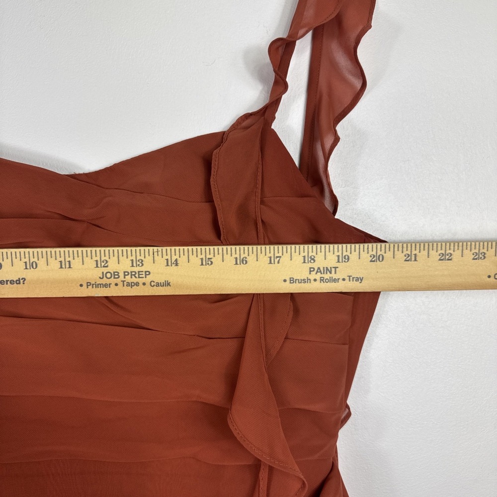 Azazie Rust Ruffled-Sleeve Column Gown - Picture 11 of 15